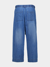 Commas Denim Blue Cotton Hemp Trousers