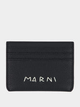 Marni Black Leather Cardholder with Embroidery