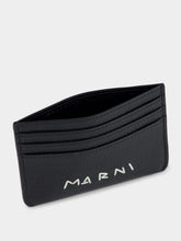 Marni Black Leather Cardholder with Embroidery