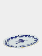La DoubleJ Blue Wildbird Oval Platter in Porcelain