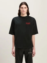 Palm Angels Black College T-Shirt with Logo Print