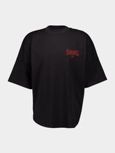 Palm Angels Black College T-Shirt with Logo Print