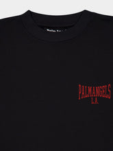 Palm Angels Black College T-Shirt with Logo Print