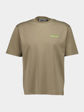 Palm Angels Khaki Embroidered Logo Cotton T-Shirt