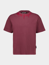 Palm Angels Burgundy Logo T-Shirt with Red Collar Detail