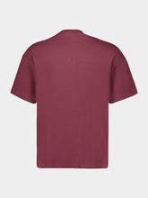Palm Angels Burgundy Logo T-Shirt with Red Collar Detail