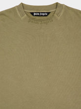Palm Angels Army Green Loose Fit T-Shirt with Back Logo