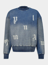 Palm Angels Blue Logo Washed Sweatshirt