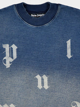 Palm Angels Blue Logo Washed Sweatshirt