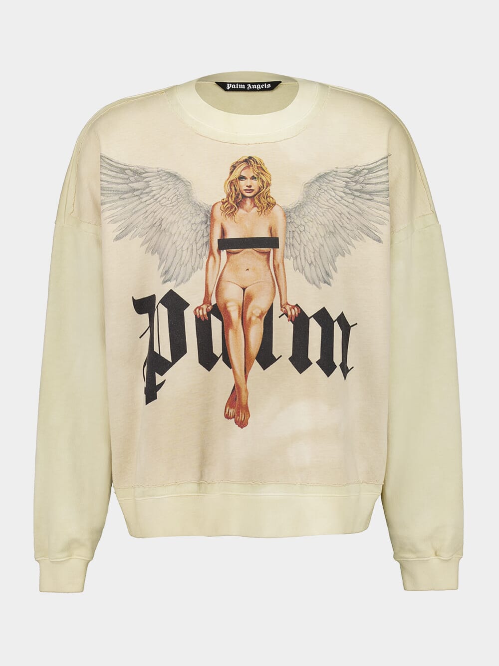 Palm Angels Beige Crystal Pin-Up Cotton Sweatshirt Fashion Clinic