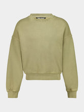 Palm Angels Army Green Curved Logo Sweatshirt