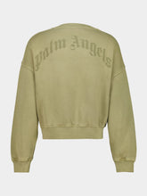 Palm Angels Army Green Curved Logo Sweatshirt