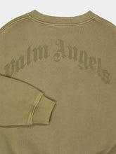 Palm Angels Army Green Curved Logo Sweatshirt