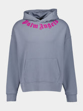 Palm Angels Light Grey Neck Logo Hoodie
