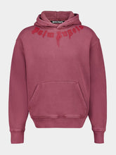 Palm Angels Burgundy Hooded Sweatshirt with Red Neck Logo