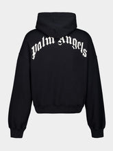 Palm Angels Black Hooded Sweatshirt with Back Curved Logo