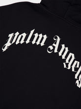 Palm Angels Black Hooded Sweatshirt with Back Curved Logo