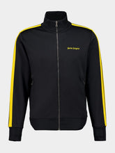 Palm Angels Black and Yellow Track Jacket with Logo Embroidery
