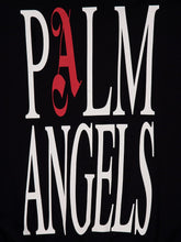 Palm Angels Black Full-Zip Hooded Sweatshirt with Flames Flag