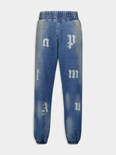 Palm Angels Blue Logo Washed Sweatpants