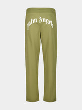 Palm Angels Army Green Track Pants with Back Curved Logo