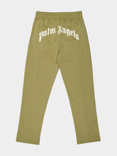 Palm Angels Army Green Track Pants with Back Curved Logo