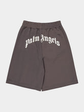 Palm Angels Dark Grey Track Shorts with Back Curved Logo