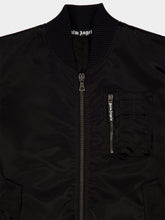 Palm Angels Curved Logo Leather Bomber Jacket