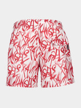 Palm Angels Red Graffiti Swim Shorts
