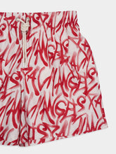 Palm Angels Red Graffiti Swim Shorts