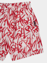 Palm Angels Red Graffiti Swim Shorts