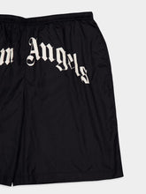 Palm Angels Black Curved Logo Swim Shorts