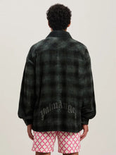 Palm Angels Military Green Curved Logo Check Shirt