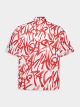 Palm Angels Red Graffiti Bowling Shirt