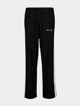 Palm Angels Black Track Pants with Classic Logo Knit Embroidery