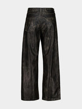 Palm Angels Dark Grey and Black Coated Pants with Logo Detail