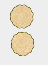 La DoubleJ Solid Olive Palm Straw Cloud Placemat Set of 2