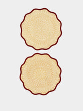 La DoubleJ Solid Red Palm Straw Cloud Placemat Set of 3