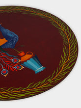 La DoubleJ Peacock Brick Red Round Placemats Set of 2