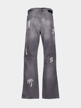 Palm Angels Black Loose Fit Jeans with Logo Print
