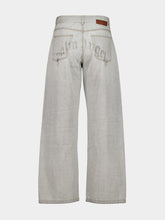 Palm Angels Light Grey Loose Fit Jeans with Curved Logo