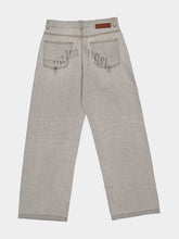 Palm Angels Light Grey Loose Fit Jeans with Curved Logo