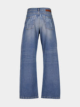 Palm Angels Light Blue Lasered Logo Denim Pants