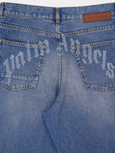 Palm Angels Light Blue Lasered Logo Denim Pants