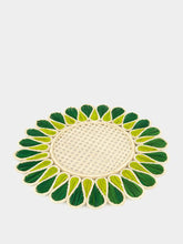 Coro Cora Dark Green and Olive Round Iraca Palm Drops Placemat