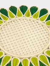 Coro Cora Dark Green and Olive Round Iraca Palm Drops Placemat