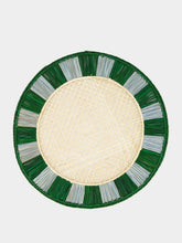 Green and Sky Blue Round Iraca Palm Twist Placemat