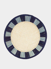 Navy and Sky Blue Round Iraca Palm Twist Placemat