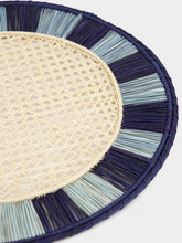 Coro Cora Navy and Sky Blue Round Iraca Palm Twist Placemat