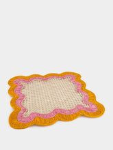 Pink and Orange Wavy Iraca Palm Placemat